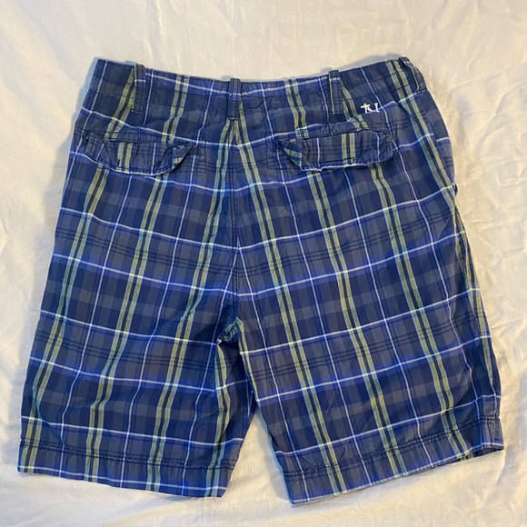 Nautica Jeans Co Chino Shorts Mens 36 W Blue Yellow Plaid Flat Front Casual - Picture 2 of 5